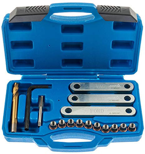 A-M916P Satz Reparatur Bremsen Führungsbolzen Gewinde M9 x 1.25 VAG VW Audi Skoda Seat Opel Ford Bremssattel Gewindereparatur Set Gewindebuchsen Instandsetzung Gewindeeinsätze