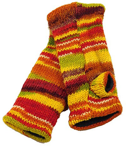 musimon Handstulpen Pulswärmer Stulpen Wolle gestrickt Fleecefutter bunt (orange)