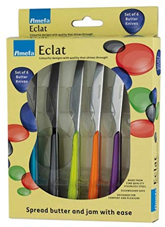 Amefa Eclat Accessories Primary Kaleidoscope Butter Knives Set, Multi-Colour, Set of 6