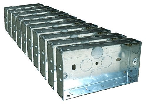 10 x Double Metal Back Box 25mm Flush Wall Pattress / 2 Gang Electrical Sockets