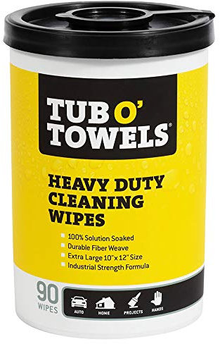 Tub O Towels TW90 Heavy-Duty 10 x 12 Size Multi-Surface Cleaning Wipes, 90 Count Per Canister