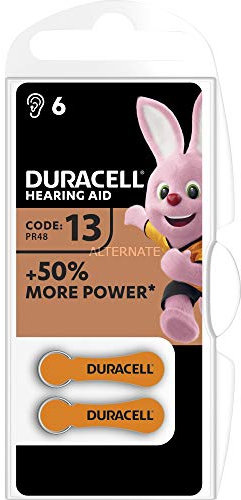Duracell 13 Batterie per Apparecchi Acustici con Easy Tab, 6 Batterie, Arancio