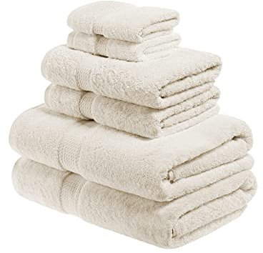 Superior 6-teiliges Handtuch-Set aus ägyptischer Baumwolle, enthält 2 Badetücher, 2 Handtücher, 2 Gesichtshandtücher/Waschlappen, ultraweiche Luxus-Handtücher, Dicke Plüsch-Essentials, Gästebad, Spa,