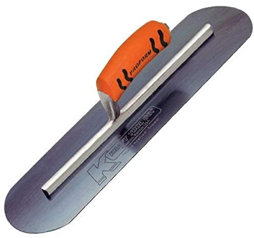 Kraft Tool CF737BPF Blue Steel Pool Trowel with ProForm Handle L-Shank, 16 x 4-Inch