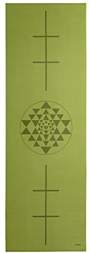 Bodhi Yogamatte Leela Collection | Rutschfeste Sportmatte | Schadstofffreie & Waschbare Antirutschmatte | Matte aus PVC | Fitnessmatte für Yoga, Pilates & Gymnastik | Yantra/Alignment, olive
