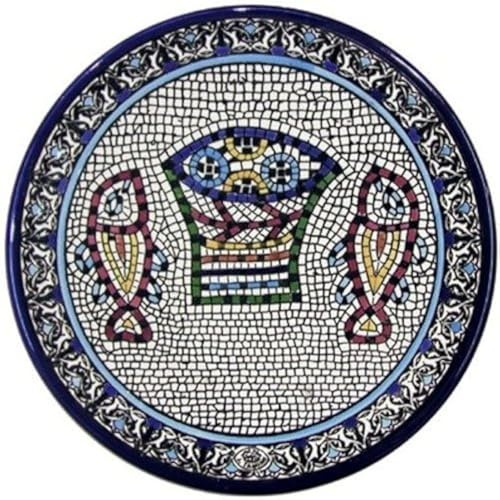 Holy Land Market Armenische Keramik ~ große Brote und Fischteller.