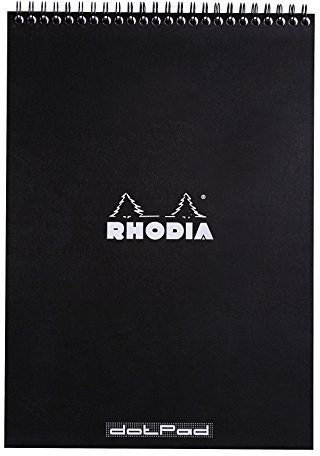 Rhodia 185039C Note Pad mit Doppelspirale, DIN A4, Dot Grid, 80 g, 21 x 29.7 cm, 80 Blatt, schwarz