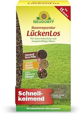 Neudorff Rasenreparatur LückenLos – Zur Ausbesserung von 15 Lücken für einen dauerhaften, strapazierfähigen und grünen Rasen, schnellkeimend, 1,2 kg