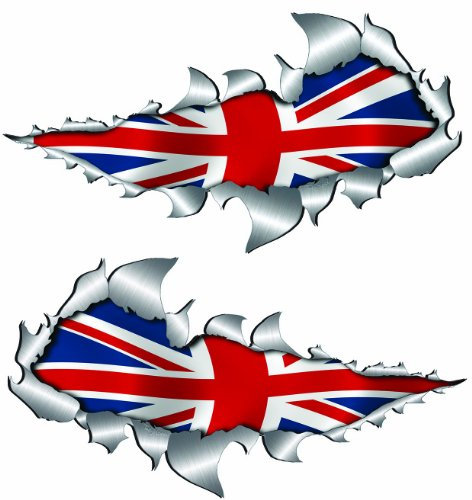 metal rip open,British union jack flag sticker.150mm