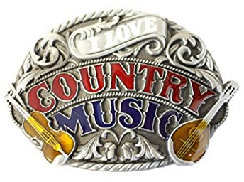 eeddoo® Gürtelschnalle - I Love Country Music (Buckle für Wechselgürtel für Damen und Herren | Belt Frauen Männer Oldschool Rockabilly Metall Gothic Wave Rock Biker Western Trucker Casino Skull)