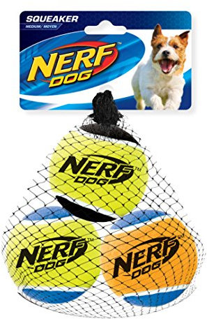 Nerf Dog Hundespielzeug Tennisbälle mit Quietscher, 6,5cm, 3er Pack
