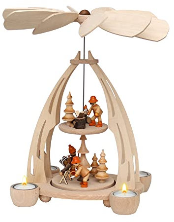 Hochwertige Tischpyramide mit Winterfiguren, ca. 35 cm