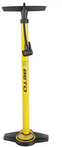 BETO Standpumpe, Fahrradpumpe, Luftpumpe, mit Manometer, mit Universaldoppelpumpenkopf, 160psi, 11bar, AV, DV, FV, Autoventil, Dunlopventil, Französisches Ventil, aus Stahl