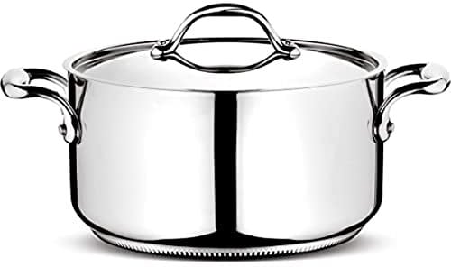 Lagostina Accademia Lagofusion Casserole Fonda avec 2 poignées et Couvercle, Acier Inoxydable, Argent, 16 cm