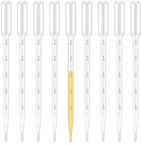 G2PLUS Plastic Transfer Pipette 5ml Washable Pasteur Pipettes Measuring Pipettors Disposable Dropper for Mixing Acrylic Paints and Lab, Pack of 100