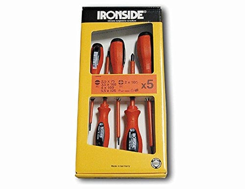 Ironside 120504 Schraubendreher-Set VDE 5-teilig 25002-Komponenten-Griff Chrom-Vanadium-Stahl