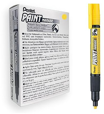 Pentel Paint Marker Lot de 12 Marqueurs permanents MMP20 Encre peinture Jaune