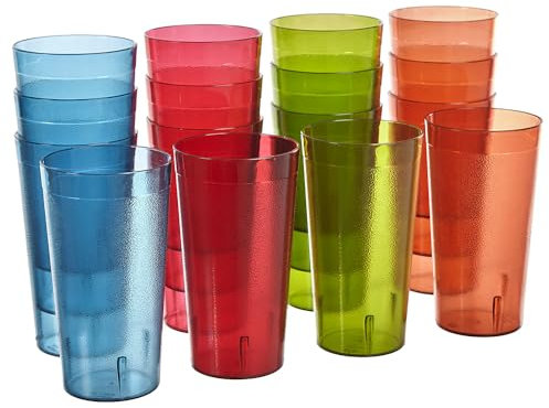 US Acrylic Café Trinkbecher aus Kunststoff, stapelbar, 590 ml, in 4, 16 Trinkbecher, wiederverwendbar, BPA-frei, spülmaschinenfest