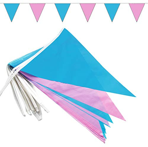 Goodymax® Wimpelkette 10 m Himmelblau-Rosa - viele weitere Farben & Farbkombinationen zur Auswahl