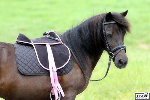 Tysons Breeches Sattel Set Schwarz/Rosa incl Zubehör Falabella Minipony Minishetty Mini Sattel Shetty 8 10 12 Zoll Holzpferd geeignet super leicht (12 Zoll)