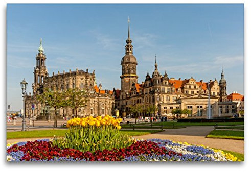Premium Textil-Leinwand 120 x 80 cm Quer-Format Hofkirche und Residenzschloss Dresden | Wandbild, HD-Bild auf Keilrahmen, Fertigbild auf hochwertigem Vlies, Leinwanddruck von Birgit Seifert
