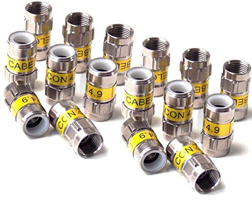 Cabelcon 16 unidades F-56 4.9 Self Install F Conector de compresión amarillo RG6/7 mm NiTin