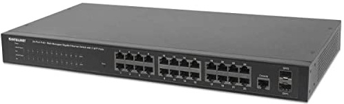 Intellinet 24-Port Gigabit PoE+ Web-Managed Switch, 2 SFP, 240W PoE Budget