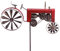 CIM Metall Gartenstecker mit Windrad - Traktor Rot - wetterfest - mit Antik-Effekt - Windräder: Ø18cm, Motiv: 51x32cm, Gesamthöhe: 160cm – attraktive Gartendekoration