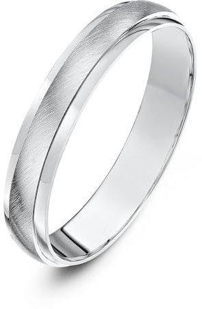 Theia Ehering Palladium 950, Sehr massiv, D-Form, Mattierte Mitte, 4mm - Größe 57 (18.1)