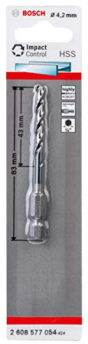 Bosch Professional 1x Impact Control HSS Spiralbohrer (für Metall, 4,2 x 43 x 83 mm, Zubehör Schlagbohrmaschine)