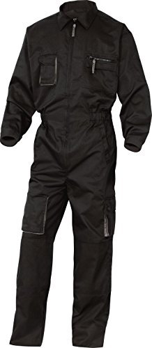 Panoply Mach2 Boilersuit Overalls Coverall With Knee Pad Pockets (XXLarge - 46-50 Chest - 32 Leg, Black with Grey trim)