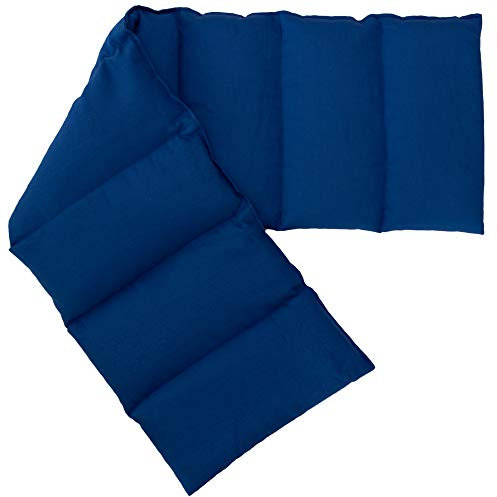 Rapssamenkissen XXL 8-Kammer 75x20cm (Bio Stoff enzianblau) Wärmekissen Körnerkissen