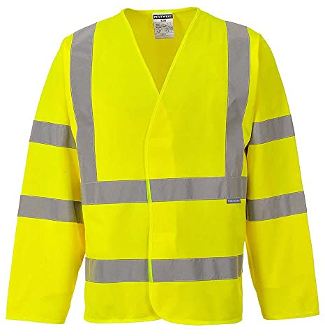 Portwest C473 Hi-Vis Band and Brace Jacket Long Sleeve Warp Knit Reflective | Yellow, Small/Medium, EN ISO 20471 Class 3, CE Certified, RIS 3279-TOM, Regular Fit, 100% Polyester, Hook and Loop Closure