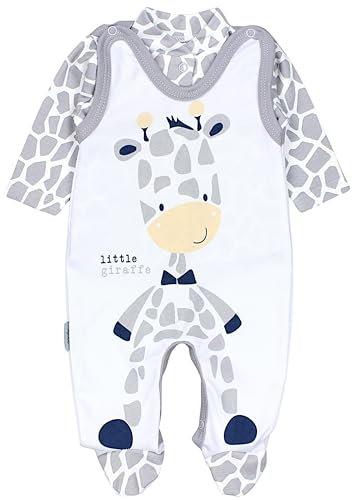 TupTam Baby Mädchen Jungen Strampler mit Langarmshirt Aufdruck Spruch 2 teilig, Farbe: Giraffe, Größe: 62