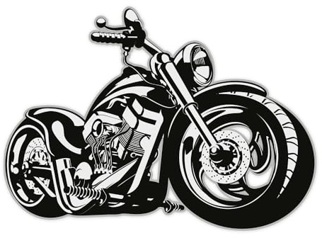 Wandtattoo custom bike, Art. Nr. kfz_266, Schwarz/Weiß, Harley Moped chopper, Tattoo für die Wand, Matt laminiert, Vergilbungsfrei, Raufaser geeignet (500mm x 360mm)
