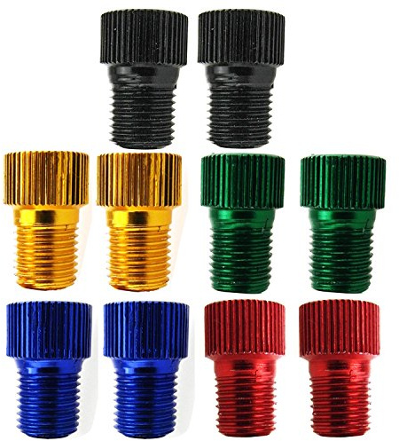 InnoLife 10 Pcs Aluminum Presta to Schrader Converter Car Valve Adapter Bicycle Bike Tube Pump Air Compressor Tools (Mixed Colors)