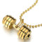 COOLSTEELANDBEYOND Gold Langhantel Hantel Anhänger Edelstahl Halskette für Herren Jungen mit 60cm Stahl Kugelkette