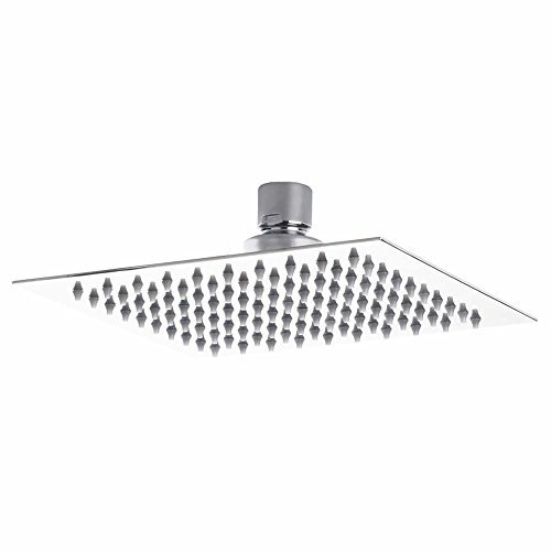 Hudson Reed A3088 ǀ Modern Bathroom Slim Stainless Steel Square Fixed Shower Head, 60mm x 200mm, Chrome
