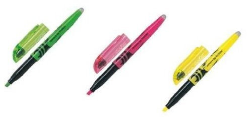Frixion Set mit 3 leicht löschbaren Highlighter (Pink, Grün, Gelb)