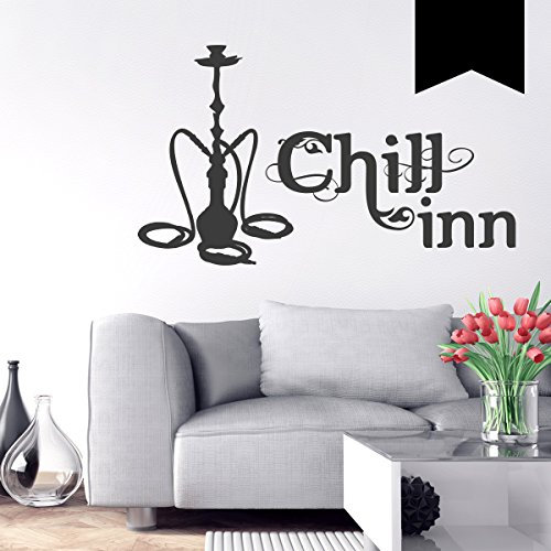 WANDKINGS Wandtattoo Chill-Inn (mit Wasserpfeife) 50 x 30 cm schwarz - erhältlich in 33 Farben