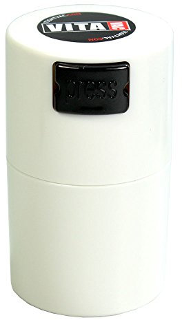 Tightpac America, Inc. Vitavac - 5g à 20g hermétique Multi-Usage Vide Vide conteneur de Stockage Portable pour Aliments secs, Aliments et Herbes - Blanc