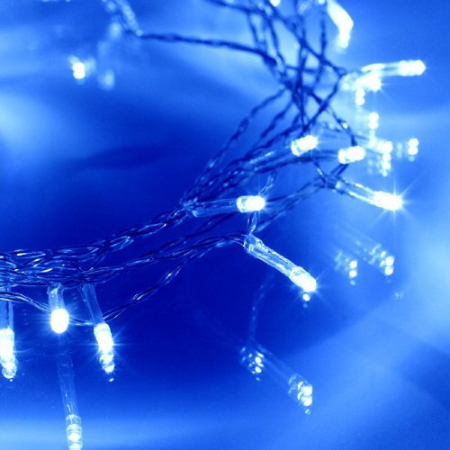 JnDee™ LED-Lichterkette, wasserdicht, batteriebetrieben, 2 m, 20 LED, Weihnachts-Lichterkette Mit Dauerlicht- oder Blinkfunktion. blau