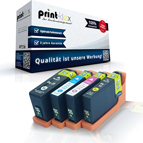 4X Print-Klex Tintenpatronen kompatibel für Dell V 525w V 725w Dell 31-34 XXL Schwarz Cyan Magenta Yellow - Eco Line Serie