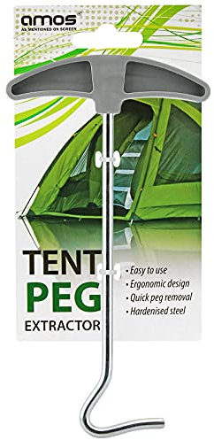 AMOS Tent Peg Extractor Puller Camping Awning Gazebo Metal Ground Stakes Hooks Steel Remover Lifter Tool with Plastic Handle