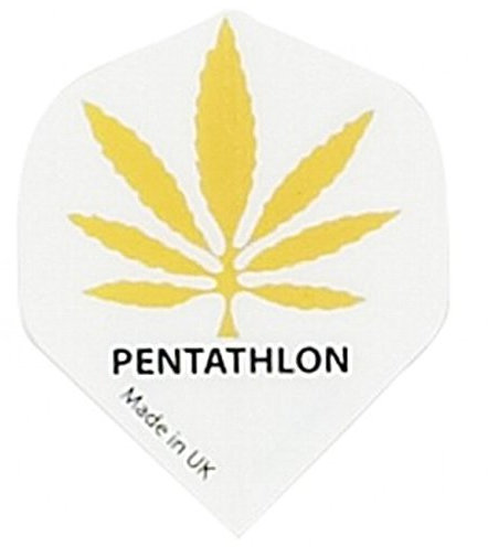 MS-DARTSHOP Pentathlon Flights Kanabis, 3 Satz = 9 Stück, Incl. 1 Satz Flights (Weiß/Gelb)