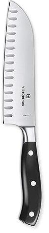 Victorinox Grand Maitre, coltello Santoku con lama intagliata, forgiata, lavabile in lavastoviglie, confezione regalo, colore nero