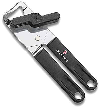 Victorinox Universal Can Opener, With Bottle Opener, Safe and easy-to-use Tool, Robust Plastic Handle, Black