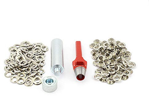Profi Ösenset 8mm + 100 Ösen Messing/Nickel rostfrei Ösenwerkzeug Ösenstempel
