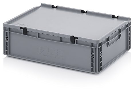 Auer Packaging Eurobehälter-Eurobox 60 x 40 x 18,5 cm mit Scharnierdeckel inkl. gratis Zollstock