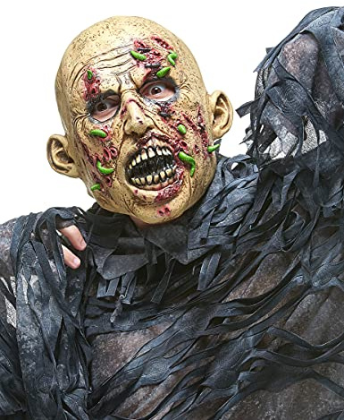 DEGUISE TOI Vegaoo Blutiger Zombie Maske mit Maden bunt